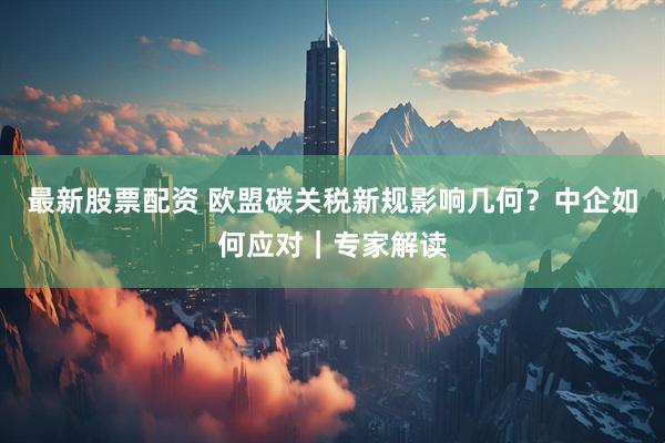 最新股票配资 欧盟碳关税新规影响几何？中企如何应对｜专家解读