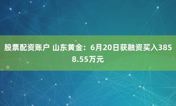 股票配资账户 山东黄金：6月20日获融资买入3858.55万元